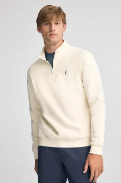 Polo Club Sweat-Shirts*Sweat-shirt écru à fermeture éclair partielle et logo Rigby Go Beige