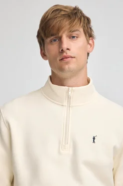 Polo Club Sweat-Shirts*Sweat-shirt écru à fermeture éclair partielle et logo Rigby Go Beige