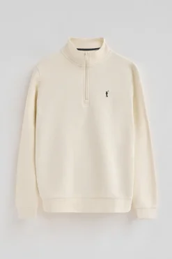 Polo Club Sweat-Shirts*Sweat-shirt écru à fermeture éclair partielle et logo Rigby Go Beige