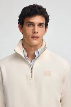 Polo Club Sweat-Shirts*Sweat-shirt écru à fermeture éclair partielle et logo Beige
