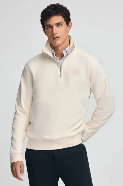 Polo Club Sweat-Shirts*Sweat-shirt écru à fermeture éclair partielle et logo Beige