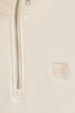 Polo Club Sweat-Shirts*Sweat-shirt écru à fermeture éclair partielle et logo Beige