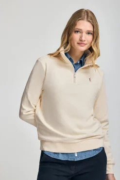 Polo Club Sweat-Shirts*Sweat-shirt écru à fermeture éclair partielle et broderie Rigby Go Beige
