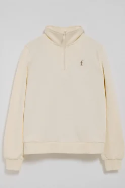 Polo Club Sweat-Shirts*Sweat-shirt écru à fermeture éclair partielle et broderie Rigby Go Beige