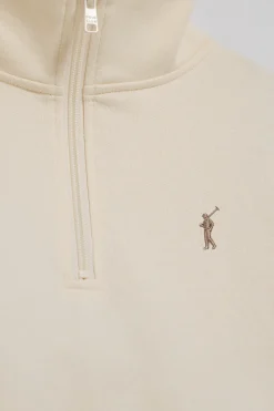 Polo Club Sweat-Shirts*Sweat-shirt écru à fermeture éclair partielle et broderie Rigby Go Beige