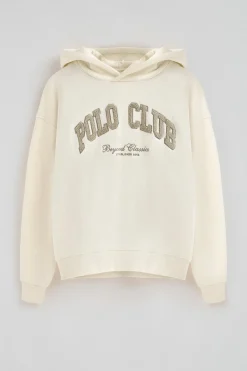 Polo Club Sweat-Shirts*Sweat-shirt écru avec capuche et logo established 2012 Beige