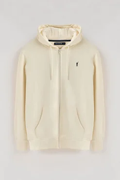 Polo Club Sweat-Shirts*Sweat-shirt écru avec capuche, fermeture éclair et logo Rigby Go Beige