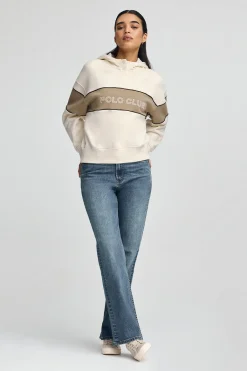 Polo Club Sweat-Shirts*Sweat-shirt écru avec capuche et logo Beige