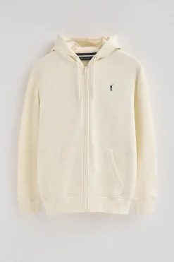 Polo Club Sweat-Shirts*Sweat-shirt écru avec capuche, fermeture éclair et logo Rigby Go Beige