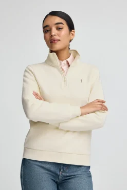 Polo Club Sweat-Shirts*Sweat-shirt écru avec fermeture éclair partielle et logo Rigby Go Beige