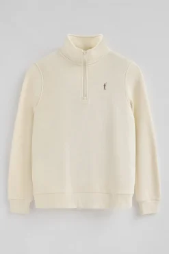 Polo Club Sweat-Shirts*Sweat-shirt écru avec fermeture éclair partielle et logo Rigby Go Beige
