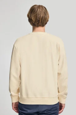Polo Club Sweat-Shirts*Sweat-shirt écru surdimensionné à col ras du cou avec logo Minimal Combo Beige