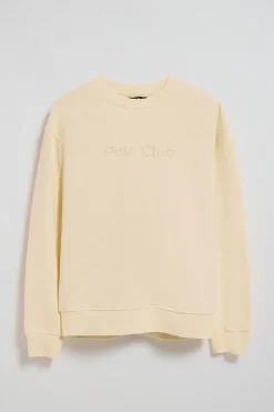 Polo Club Sweat-Shirts*Sweat-shirt écru surdimensionné à col ras du cou avec logo Minimal Combo Beige