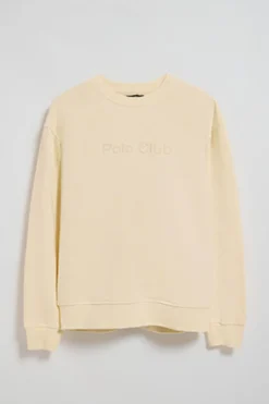 Polo Club Sweat-Shirts*Sweat-shirt écru surdimensionné à col ras du cou avec logo Minimal Combo Beige