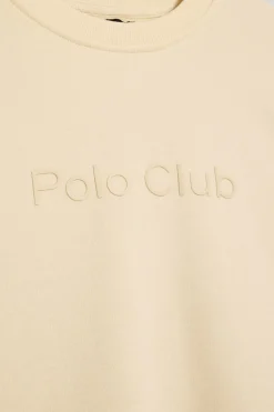 Polo Club Sweat-Shirts*Sweat-shirt écru surdimensionné à col ras du cou avec logo Minimal Combo Beige