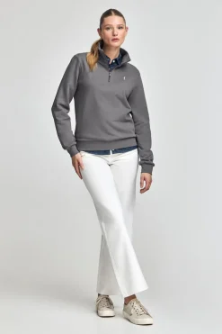 Polo Club Sweat-Shirts*Sweat-shirt gris à fermeture éclair partielle et broderie Rigby Go Asphalte