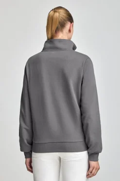 Polo Club Sweat-Shirts*Sweat-shirt gris à fermeture éclair partielle et broderie Rigby Go Asphalte