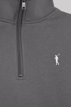 Polo Club Sweat-Shirts*Sweat-shirt gris à fermeture éclair partielle et broderie Rigby Go Asphalte