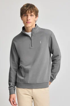 Polo Club Sweat-Shirts*Sweat-shirt gris à fermeture éclair partielle et broderie Rigby Go Asphalte