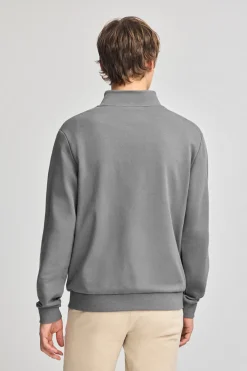 Polo Club Sweat-Shirts*Sweat-shirt gris à fermeture éclair partielle et broderie Rigby Go Asphalte