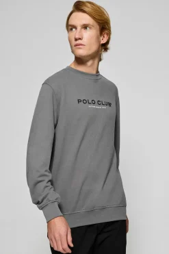 Polo Club Sweat-Shirts*Sweat-shirt gris bitume à col ras cou et logo Asphalte