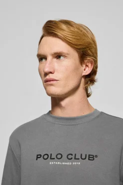 Polo Club Sweat-Shirts*Sweat-shirt gris bitume à col ras cou et logo Asphalte
