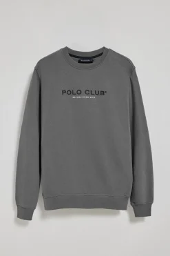 Polo Club Sweat-Shirts*Sweat-shirt gris bitume à col ras cou et logo Asphalte