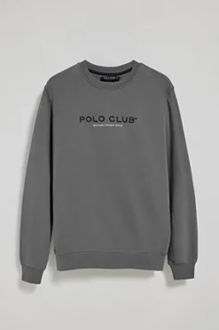 Polo Club Sweat-Shirts*Sweat-shirt gris bitume à col ras cou et logo Asphalte