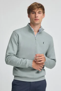 Polo Club Sweat-Shirts*Sweat-shirt gris bleu à fermeture éclair partielle et logo Rigby Go Bleu grisâtre
