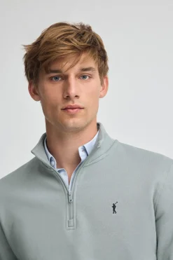 Polo Club Sweat-Shirts*Sweat-shirt gris bleu à fermeture éclair partielle et logo Rigby Go Bleu grisâtre