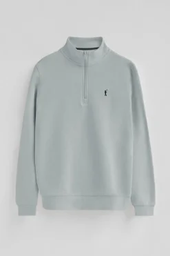 Polo Club Sweat-Shirts*Sweat-shirt gris bleu à fermeture éclair partielle et logo Rigby Go Bleu grisâtre
