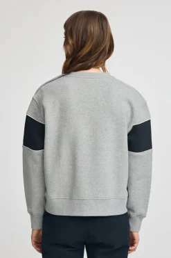 Polo Club Sweat-Shirts*Sweat-shirt gris chiné à coupe boxy cou et logo Gris Vigoré