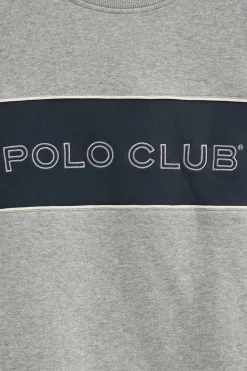 Polo Club Sweat-Shirts*Sweat-shirt gris chiné à coupe boxy cou et logo Gris Vigoré