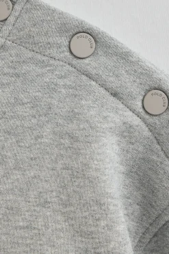 Polo Club Sweat-Shirts*Sweat-shirt gris chiné à coupe boxy cou et logo Gris Vigoré