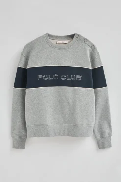 Polo Club Sweat-Shirts*Sweat-shirt gris chiné à coupe boxy cou et logo Gris Vigoré