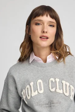Polo Club Sweat-Shirts*Sweat-shirt gris chiné à coupe ample avec logo Established 2012 Gris Vigoré