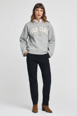 Polo Club Sweat-Shirts*Sweat-shirt gris chiné à coupe ample avec logo Established 2012 Gris Vigoré