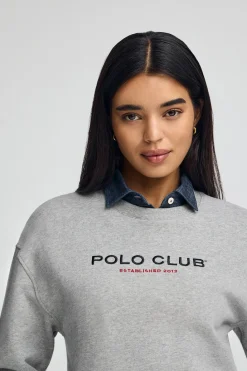 Polo Club Sweat-Shirts*Sweat-shirt gris chiné à coupe boxy Established 2012 Gris Vigoré