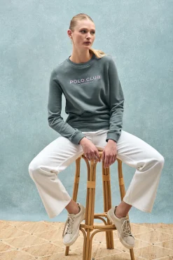 Polo Club Sweat-Shirts*Sweat-shirt gris et logo caoutchouté Gris Pierre