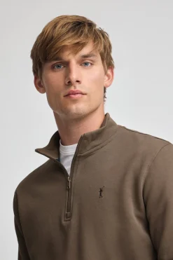 Polo Club Sweat-Shirts*Sweat-shirt marron à fermeture éclair partielle et logo Rigby Go Brun