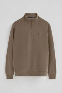 Polo Club Sweat-Shirts*Sweat-shirt marron à fermeture éclair partielle et logo Rigby Go Brun