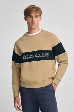 Polo Club Sweat-Shirts*Sweat-shirt marron clair à coupe décontractée, col ras du cou et logo Brun