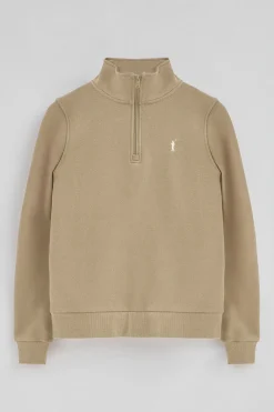 Polo Club Sweat-Shirts*Sweat-shirt marron clair à fermeture éclair partielle et logo Rigby Go Brun