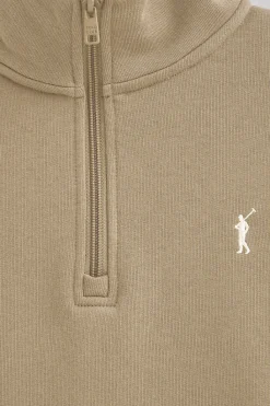 Polo Club Sweat-Shirts*Sweat-shirt marron clair à fermeture éclair partielle et logo Rigby Go Brun