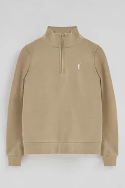 Polo Club Sweat-Shirts*Sweat-shirt marron clair à fermeture éclair partielle et logo Rigby Go Brun
