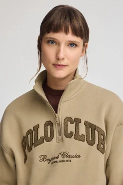 Polo Club Sweat-Shirts*Sweat-shirt marron clair à col montant et logo established 2012 Brun