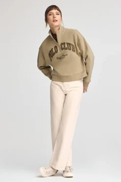 Polo Club Sweat-Shirts*Sweat-shirt marron clair à col montant et logo established 2012 Brun