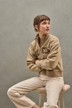Polo Club Sweat-Shirts*Sweat-shirt marron clair à col montant et logo established 2012 Brun