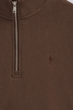 Polo Club Sweat-Shirts*Sweat-shirt à fermeture éclair partielle et effet délavé et logo Rigby Go Marron foncé