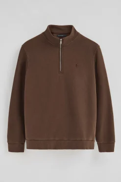 Polo Club Sweat-Shirts*Sweat-shirt à fermeture éclair partielle et effet délavé et logo Rigby Go Marron foncé